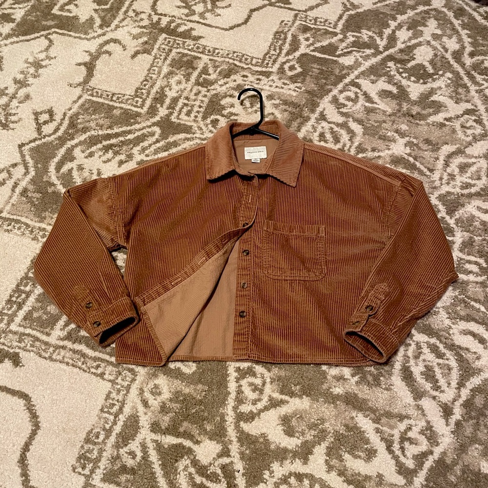 AE Corduroy Cropped Button Up Shirt